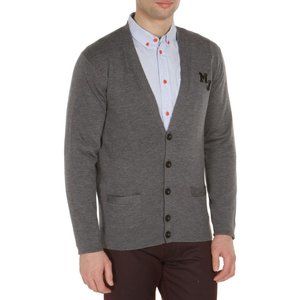 $348 MARC JACOBS M4004360  Button Sweater Cardigan Lead Melange merino Wool (XS)